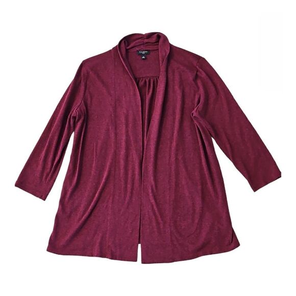 Talbots Women's Petite 3/4 Sleeve Open Cardigan Sweater Burgundy M - Picture 4 of 9